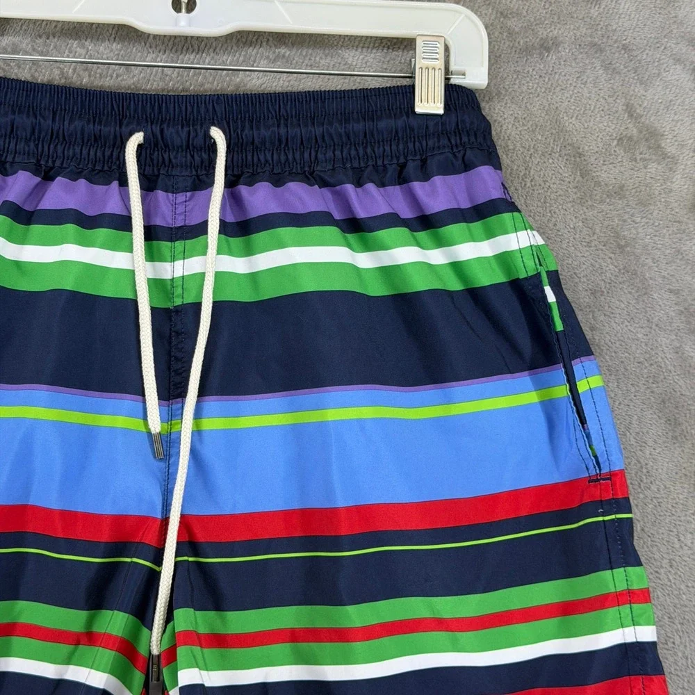 Polo Ralph Lauren Swim Trunks Mens M Striped Multicolor Pony Logo EUC